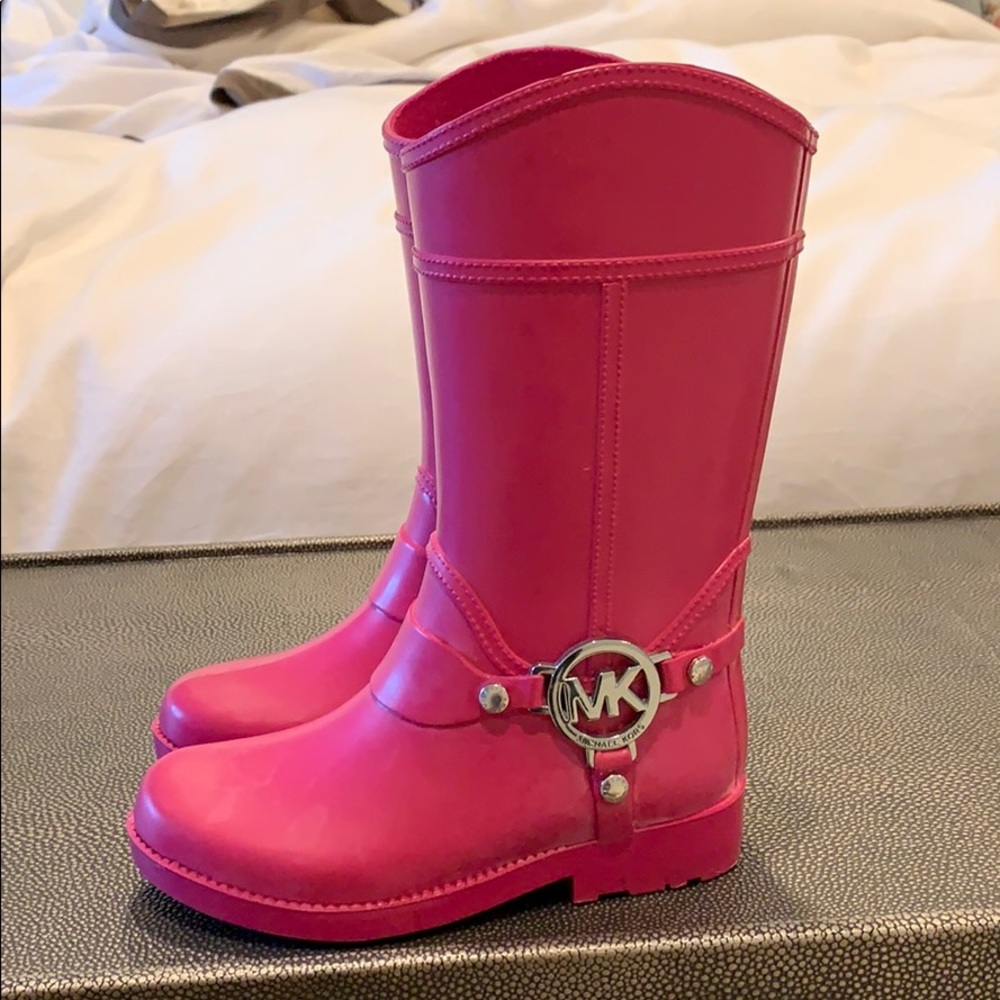 Girls Michael Kors Pink Rain Boots Size 12
